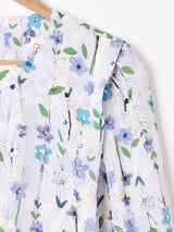 カナダ製 花柄 ノーカラー 長袖ワンピース