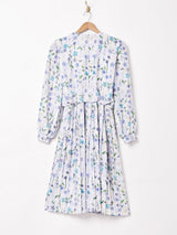 カナダ製 花柄 ノーカラー 長袖ワンピース