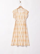 小花柄 フレンチスリーブワンピース