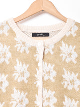 【2色展開】Meridianフラワーモチーフ クルーネックカーディガン