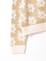 【2色展開】Meridianフラワーモチーフ クルーネックカーディガン