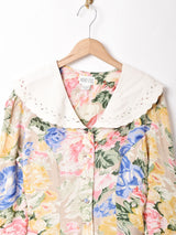 花柄 ビッグカラーワンピース