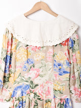 花柄 ビッグカラーワンピース