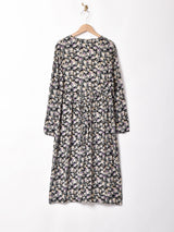 アメリカ製 花柄 フロントボタン 長袖ワンピース