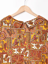 70's ペイズリー柄 ビッグカラーワンピース