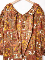 70's ペイズリー柄 ビッグカラーワンピース