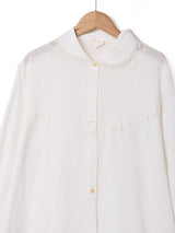 カットワーク 長袖ワンピース