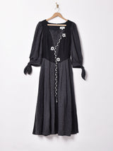 花刺繍 長袖 チロルワンピース