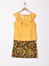 フリルデザイン ドッキング スリーブレスワンピース