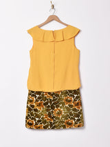 フリルデザイン ドッキング スリーブレスワンピース