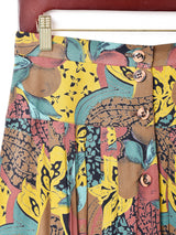 総柄 フロントボタン フレアスカート