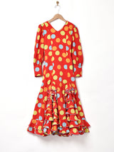 コインドット柄 長袖ワンピース
