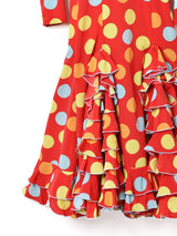 コインドット柄 長袖ワンピース