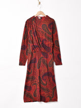 イタリア製 ペイズリー柄 長袖ワンピース