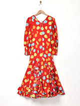 コインドット柄 長袖ワンピース