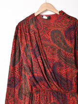 イタリア製 ペイズリー柄 長袖ワンピース