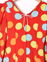 コインドット柄 長袖ワンピース