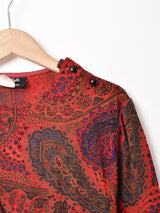 イタリア製 ペイズリー柄 長袖ワンピース