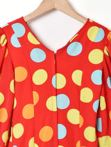 コインドット柄 長袖ワンピース