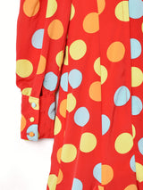 コインドット柄 長袖ワンピース