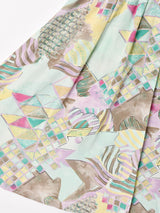 ドイツ製 ベルト付き 抽象柄 フレアスカート