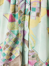 ドイツ製 ベルト付き 抽象柄 フレアスカート