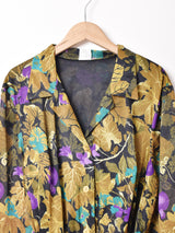 総柄 長袖 シャツワンピース