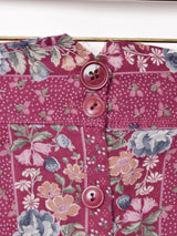 花柄 フロントボタン フレアスカート