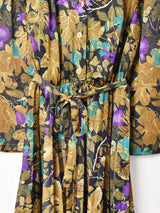 総柄 長袖 シャツワンピース