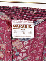 花柄 フロントボタン フレアスカート