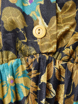 総柄 長袖 シャツワンピース