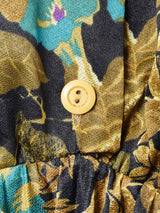 総柄 長袖 シャツワンピース