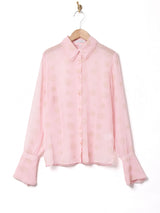 ラメ柄 シアー長袖シャツ