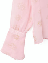 ラメ柄 シアー長袖シャツ