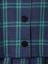 チェック ベロアカラー パフスリーブワンピース