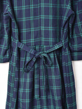 チェック ベロアカラー パフスリーブワンピース