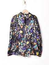 総柄 長袖シアーシャツ