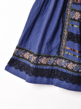 チェック テープ×レース フレアスカート