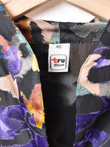 総柄 長袖シアーシャツ