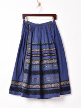 チェック テープ×レース フレアスカート