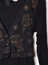 レイヤードデザイン 長袖ワンピース