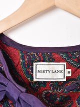 アメリカ製 リボン付き ペイズリー柄 長袖ワンピース