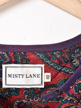 アメリカ製 リボン付き ペイズリー柄 長袖ワンピース