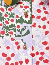 花柄 ボウタイ 長袖ワンピース