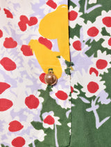 花柄 ボウタイ 長袖ワンピース