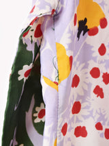 花柄 ボウタイ 長袖ワンピース