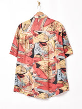 総柄 半袖シャツ