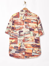 クラシックカー 総柄 半袖シャツ