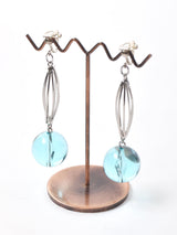 クリアボール ダングルイヤリング ブルー