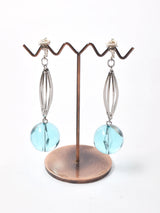 クリアボール ダングルイヤリング ブルー